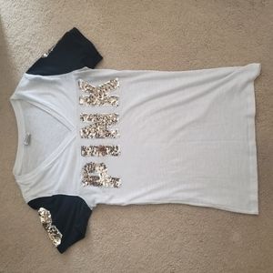 VS PINK White Sequin Logo Tee